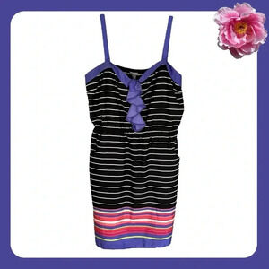 Vanity Sundress XL Striped Elastic Waist Ruffle Accent Vintage Y2K Whimsy Twee
